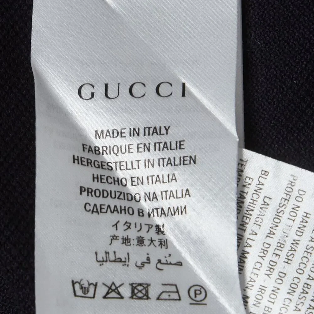 Gucci Blue Bee Embroidered Pique Polo T-Shirt L